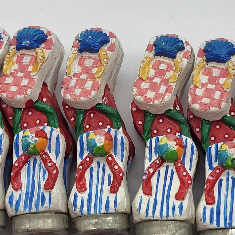 Appetizer Forks Novelty Flip Flop Seashell Summer Colorful Cocktail Set Of 8